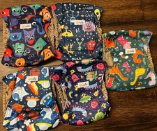 New 5 Ct Male Boy Dog Diapers Sz Small Belly Bands Reusable Monster Print 11-14i