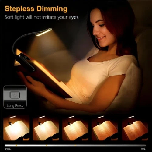 Rechargeable Book Light LED Clip-on Reading Light 3 Color Temperature USB Lamp - Picture 5 of 6
