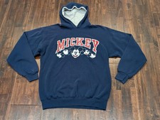 Vintage Disney Mickey Mouse Hoodie Sweatshirt Womens Large Made USA Graphic 90s