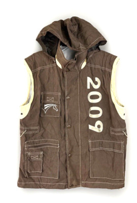 HKM Pro-Team 2009 French Open Hooded Equestrian Vest Unisex S Brown Sleeveless