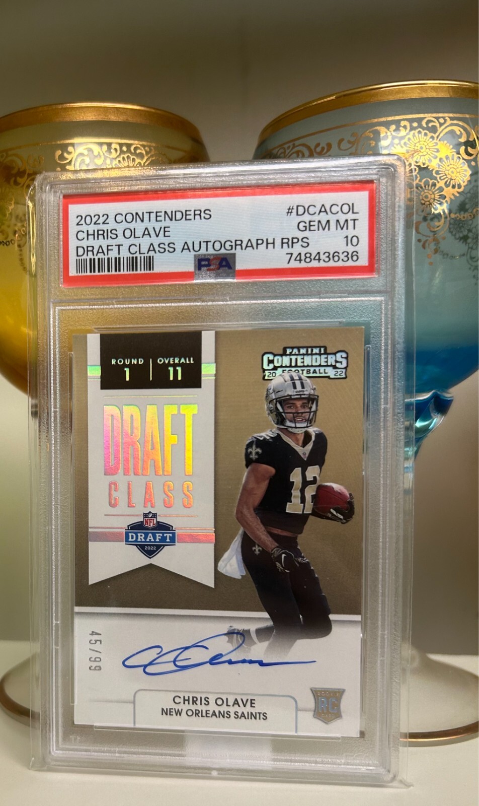 2022 Panini Contenders Draft Class Auto Chris Olave 45/99 RC - PSA 10 POP 10