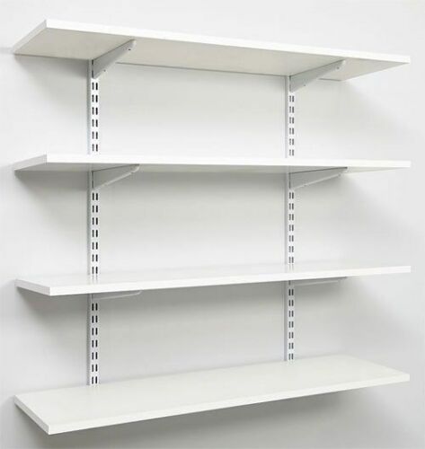 Twin Slot Shelving - Wall Mounted Brackets Uprights Shelves and Book Ends White - Picture 1 of 3