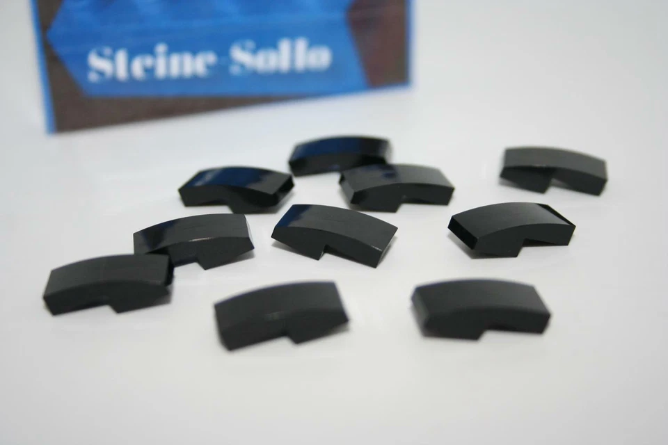 Lego (c) 10x Dachstein / Bogen - 11477 - schwarz - black - slope