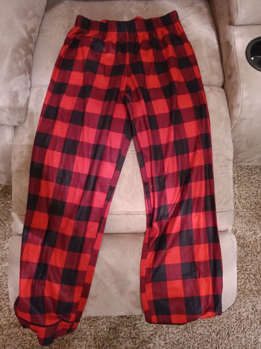 Wondershop Kid's Pajama Bottoms Red Black Plaid Fleece size 12