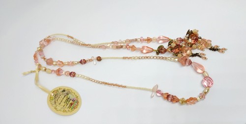 Lovely Long Necklace By Michal Negrin With Pink Shades Crystals Charming Unique. - Picture 15 of 21