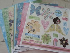 Scrapbook Pattern Paper 56 sheets, 7 Chipboard books, Diecuts, flowers, BIG LOT