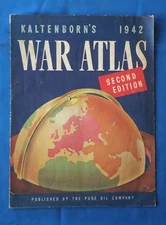 Vintage Kaltenborn's War Atlas 1942 Pure Oil Company