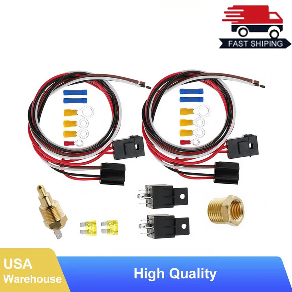 Kit de arnés de cables de ventilador eléctrico doble Kit de relé de ventilador eléctrico Radiador Foto 2 de 4