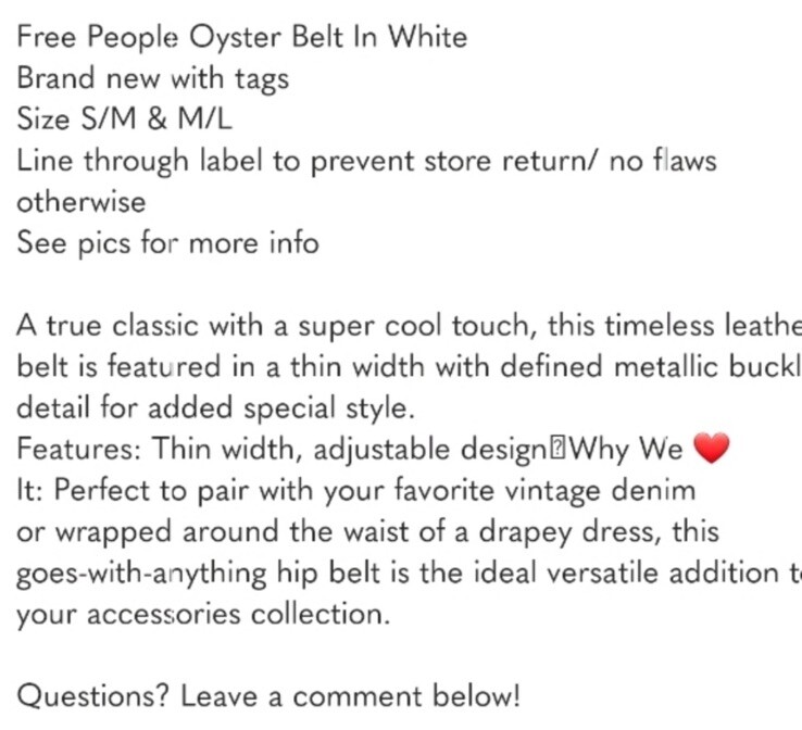 Free People Leather Oyster Bay Hip Belt White Silver New  display picture 1