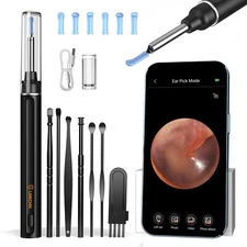 LMECHN 1080P Ear Camera Otoscope,Ear Wax Remover Tool with 7 Ear Set,App Control