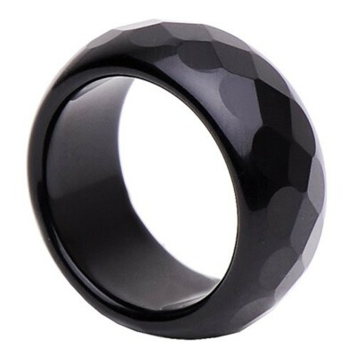 Breiter Ring aus echtem Onyx, schwarz, facettiert, edel, Fingerring Onyxring