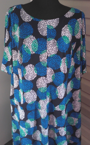 ANNE KLEIN SIZE 20W BLACK WHITE AND BLUE SHORT SLEEVED DRESS - Picture 2 of 4