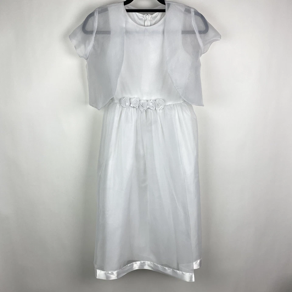 Vestido de casamento Jayne Copeland branco ocasião especial meninas tamanho 14 florista - Imagem 3 de 4