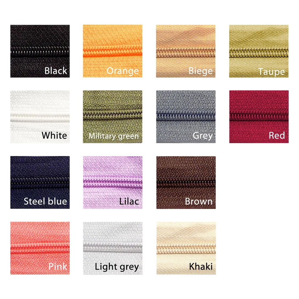 Continuous zipper zip nylon chain coil size #4 various colour + sliders AQZ+AQP - Image 4 of 4