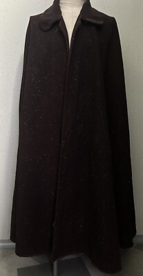 1940s Brown Fleck Cape Overcoat Vintage Bespoke European Wool