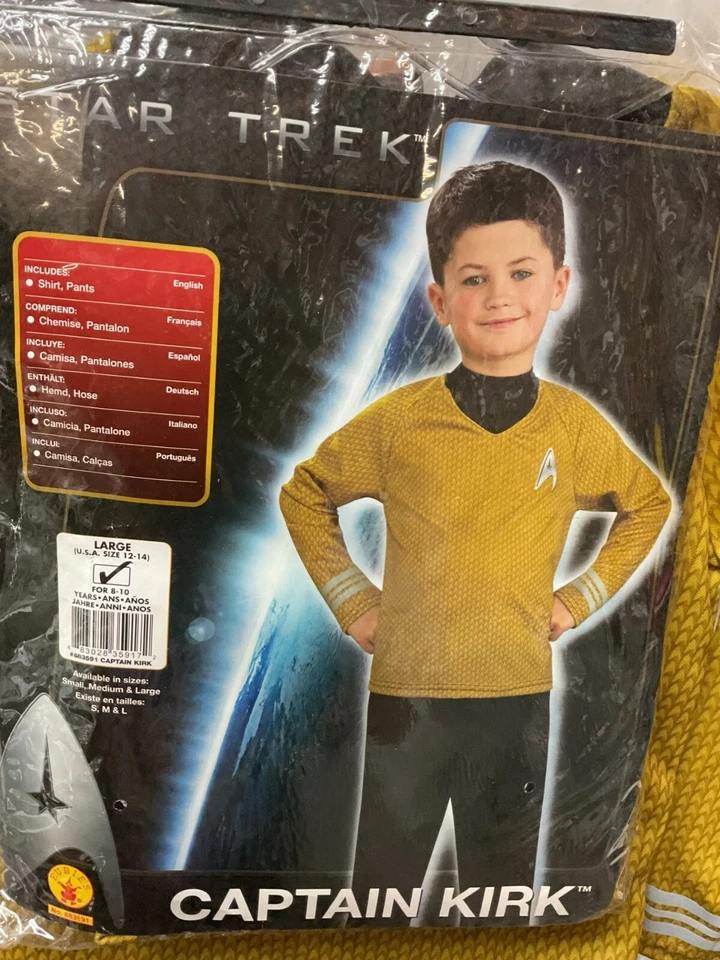Disfraz de Capitán Kirk de la película Star Trek grande para niño 2 piezas camisa y pantalones dorados Foto 4 de 4