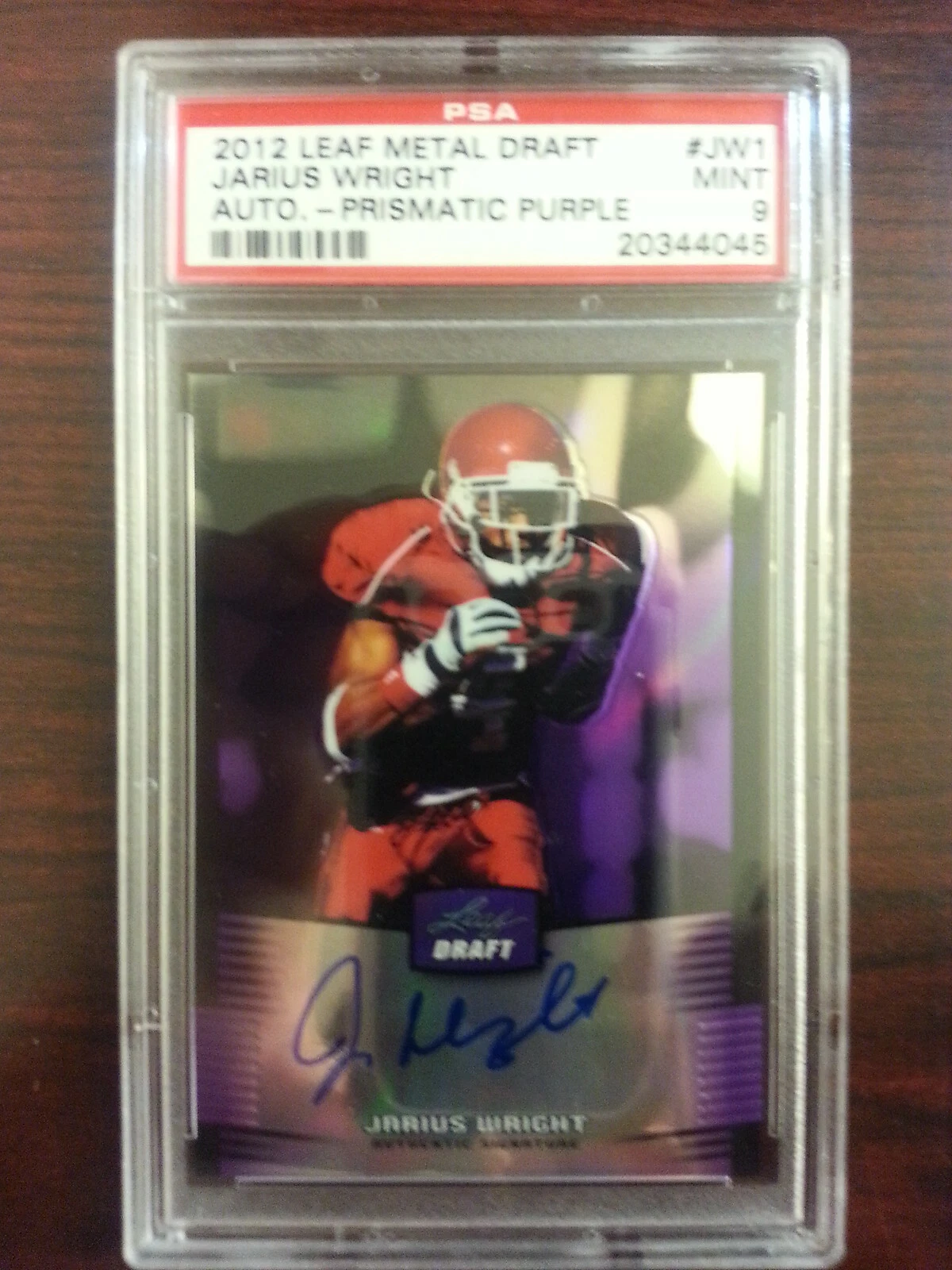 Jarius Wright Leaf Metal Draft #JW1 Autograph-Prismatic Purple