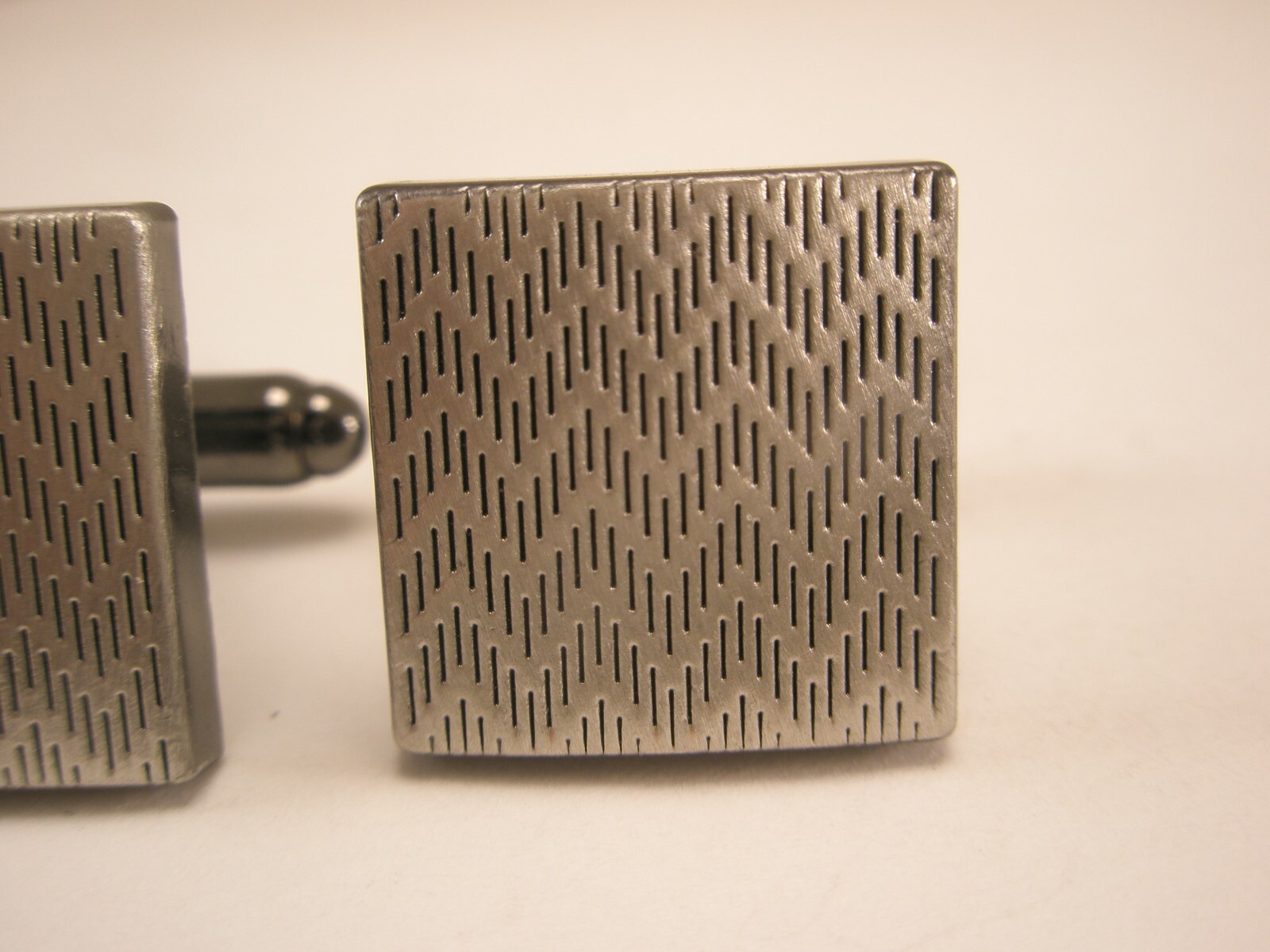Wave Pattern Perforated Square Silver Tone Vintag… - image 3