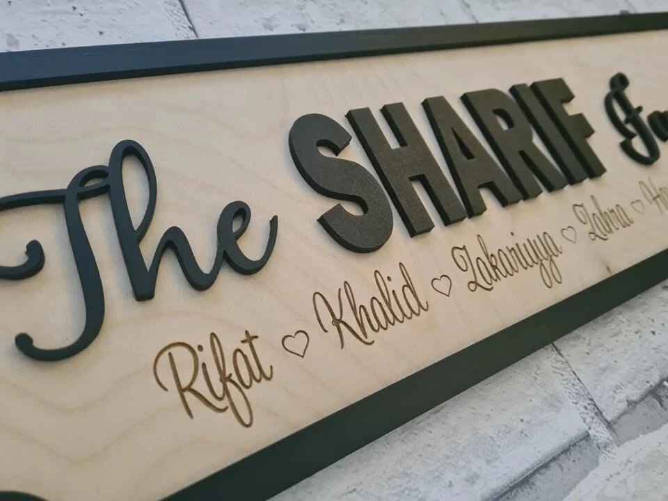 The Apellido Family con nombres | Letrero de calle aspecto 3D | Montaje de pared personalizado Foto 4 de 4