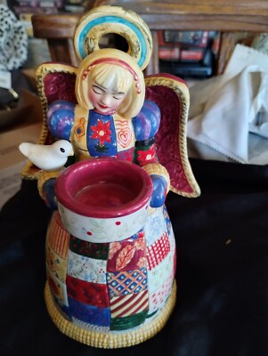 Studio Nova Old World Santa Patchwork Angel Candle Holder & Box