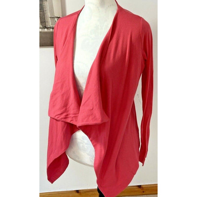 Lands End offene Strickjacke Gr. S Petite Peach Pink Baumwollmischung eng Barbiecore