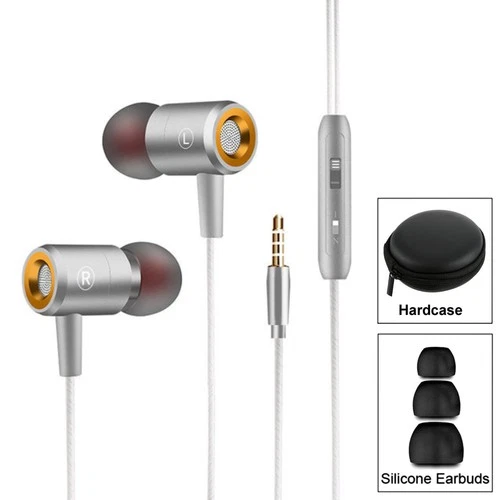 Mega Bass Pro HQ Headphones In-Ear Earphone S4HS Headphone For Samsung LG Silver