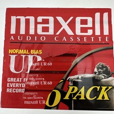 Maxell UR 60 Normal Bias Audio Cassette Tapes 6 Pack Type I 60 Minute New Sealed