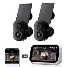4MP 4CH Monitor Solar Battery Powered Wireless Security Camera System WiFi 128G