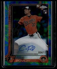 Cade Povich 2025 Topps Chrome Update Rookie Lava Lamp Blue/Green Auto #/175