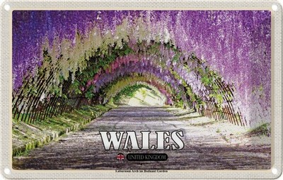 Blechschild 20x30 cm Wales Laburnum Arch Bodnant Garden Bildmotiv Reisemotiv Abe
