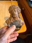 Vintage religious BRASS wall plaque JESUS /WATER WELL  6" X 4"
