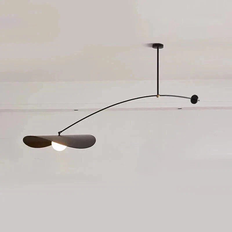 Lampadario moderno metà secolo plafoniera ottone nero stile mirna minimalista - Immagine 3 di 4