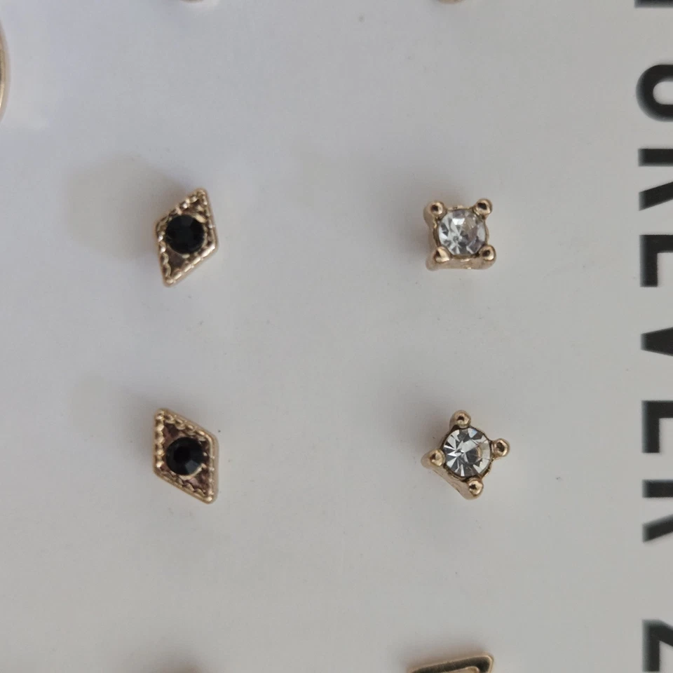 Conjunto de 9 pares de brincos de argola geométricos tom dourado novo com etiquetas - Imagem 3 de 4