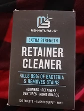 120 Tabs M3 Naturals Extra Strength Retainer Denture Cleaner Mint Tablets