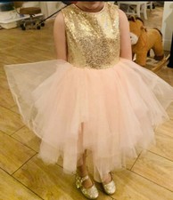 6 Y Gold Sequin Pink Tutu Dress Girls