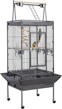 69-Inch Wrought Iron Rolling Large Parrot Bird Cage for African Grey Small Quake