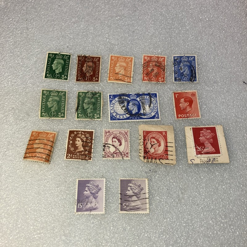 16 USED/HR Great Britain: 1935-1975 King George VI, Queen Elizabeth II Stamps.