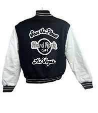 Hard Rock Cafe Las Vegas Embroider Bomber Letterman Jacket Small Wool Leather