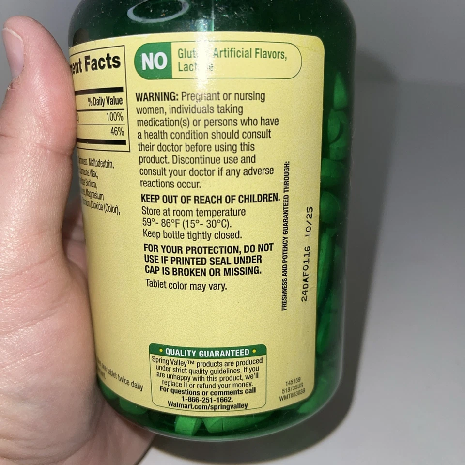 Spring Valley Calcium Plus Vitamin D, 600 mg, 250 Tablets 2 Pack - Image 4 of 4