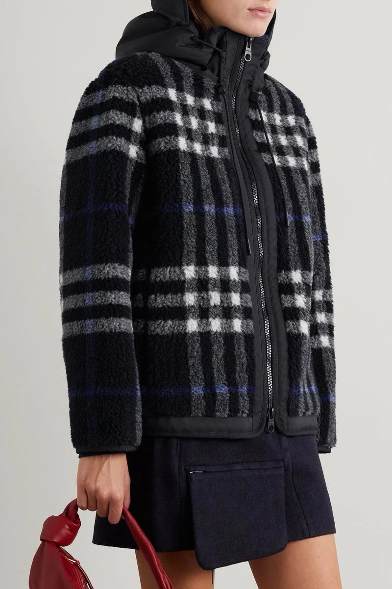 Burberry — BURBERRY Checked Wool Blend Teddy Jacket Size UK 14 RRP £1290 NEW TAGS