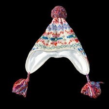 Gap kids lambs wool and fleece kids stocking hat with pom pom tassels. Kids L/XL