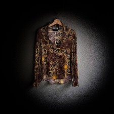 Original Versace Jeans Couture Shirt Baroque Bluse Oro Gold CLG Code