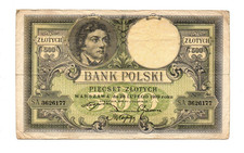 500 ZLOTYCH FINE  BANKNOTE  FROM  POLAND  1919   PICK-58  RARE
