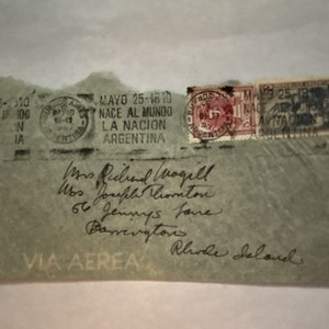 Rare vintage antiqueArgentina Airmail Cover Via Aerea 1941 Slogan  5c 25c