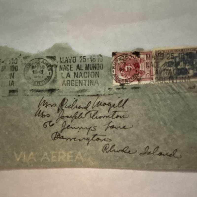 Rare vintage antiqueArgentina Airmail Cover Via Aerea 1941 Slogan  5c 25c