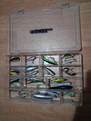 Fishing Lures W/ Large Tackle Plastic Case 25 Piece Lot Variety Brands & Sizes