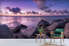 3D River Rock Sky Cloud Self-adhesive Removeable Wallpaper Wall Mural