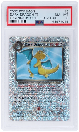 2002 Pokemon Legendary Collection Dark Dragonite Reverse Holo #5 PSA 8