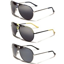 Khan Mirrored Men's Sunglasses Retro Pilot Vintage Glasses Black White New