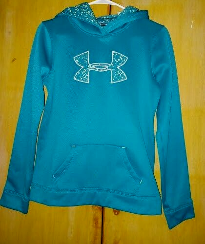 Under Armour girls Teal Hooded Sweatshirt youth large w speckled stars - Picture 1 of 3